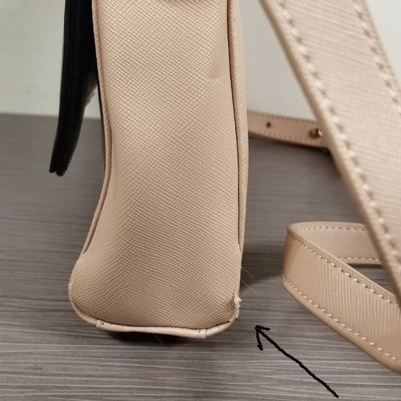 Ted Baker London Faux Leather Crossbody Bag, Beige & Black - Picture 2 of 12